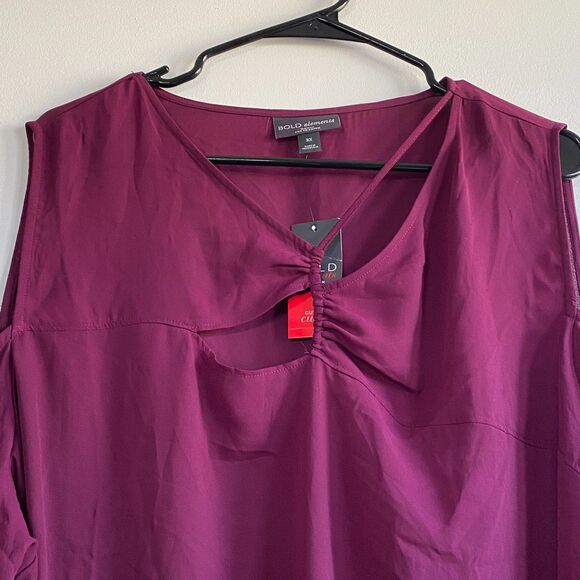 Bold Elements Cut to Curve Women Purple Paragon Cold Shoulder Tunic Plus 3X NEW - Picture 2 of 7